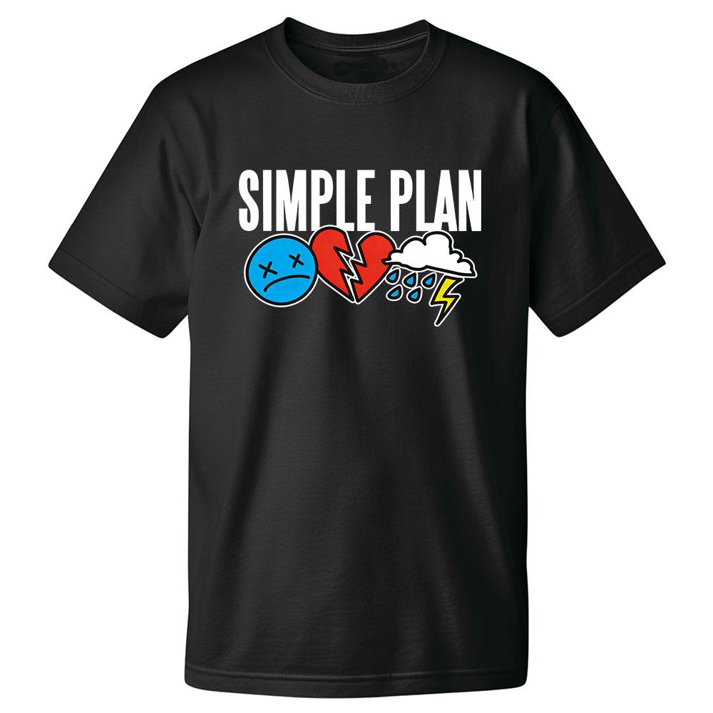 Оригинальная футболка с логотипом из 3 иконок группы SIMPLE PLAN, принт, короткий рукав, хлопок, летняя, с круглым вырезом, унисекс, уличная одежда, топ