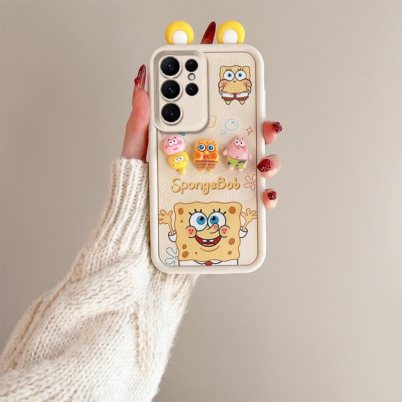 KEYSION Милый чехол с 3D-мультяшным изображением уха для Samsung S25 Ultra 5G с браслетом, силиконовый противоударный чехол для телефона Galaxy S24 S23 Ultra
