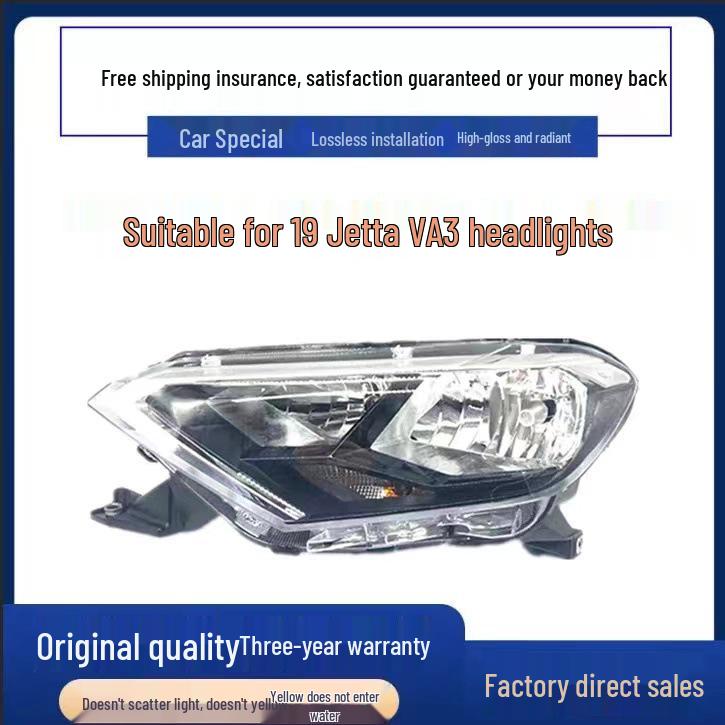 Compatible 2019 Jetta VA3 Front Halogen Headlight Assembly with High/Low Beam for Volkswagen Jetta.