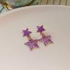 Французские фиолетовые серьги-капли с бриллиантами в виде звезд, модные, высококлассные, в стиле ретро, милые, крутые, нишевые, серьги простого дизайна