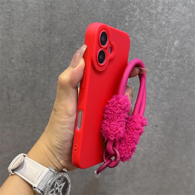 Фланелевый - Чехол для телефона на подкладке со шнурком для iPhone 17 Air 16 15 14 Plus 13 12 11 Pro Max Милый Простой Мягкий Чехол