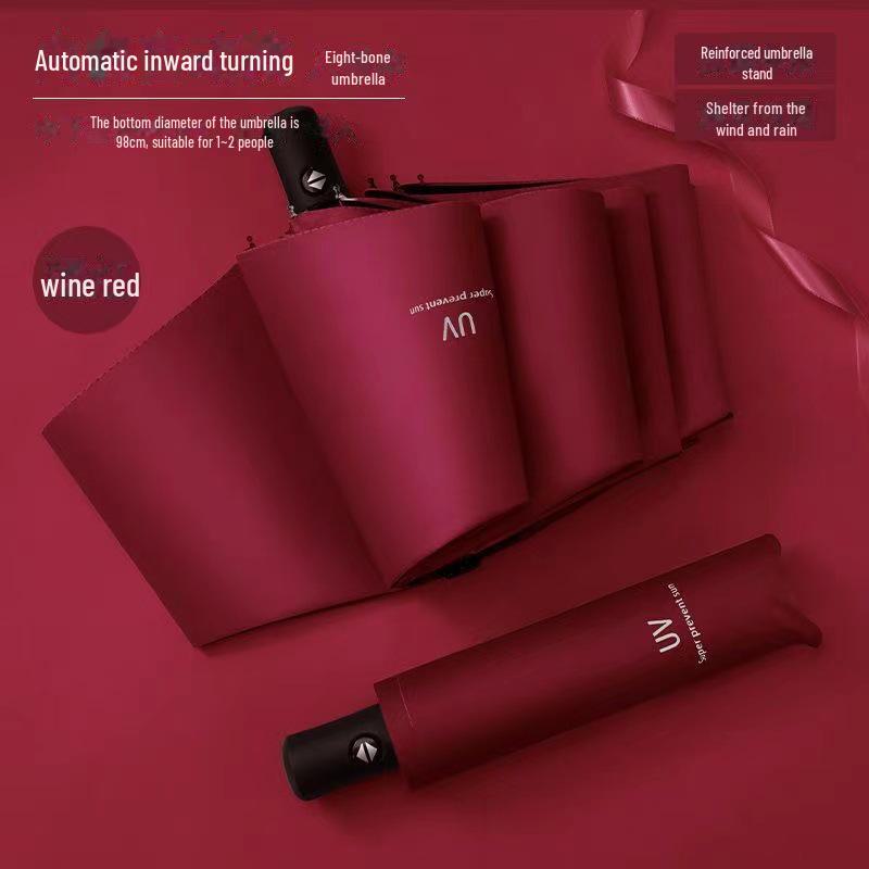 Женский автоматический складной зонт от солнца и дождя с защитой от УФ-лучей и логотипом