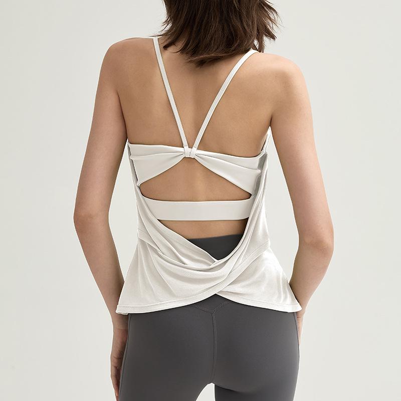 Трансграничный сексуальный топ для йоги и бега с нагрудными вкладышами - Красивая спина, спортивная футболка без рукавов