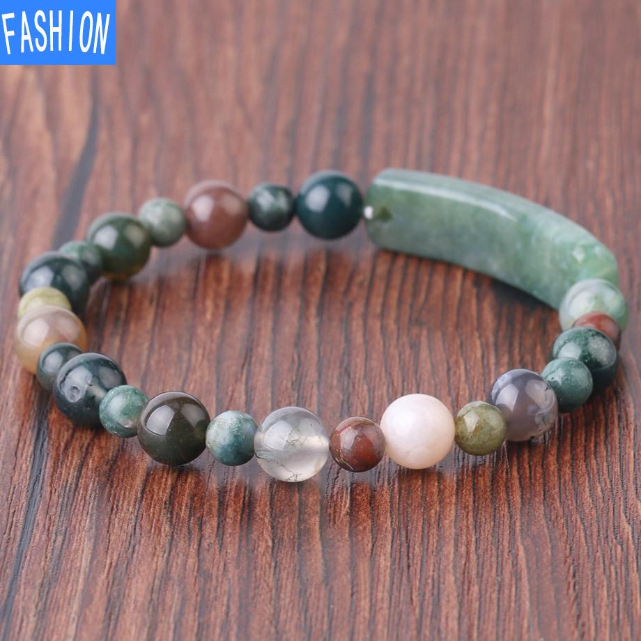 Браслет из натурального индийского агата 6 мм / 8 мм, смешанный с бусинами, уникальный мужской браслет