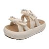 Shoes House Slippers Platform Slides Fashion String Bead Slipers Women Butterfly-Knot Flat Luxury Summer Soft 2025 String Bead