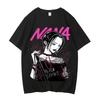 Vintage Washed NANA Black Stones Nana Osaki Punk Rock Japanese Anime Printed Cotton T-shirt Men Women Tee Y2K Aesthetic Summer Casual Fashion Clothing