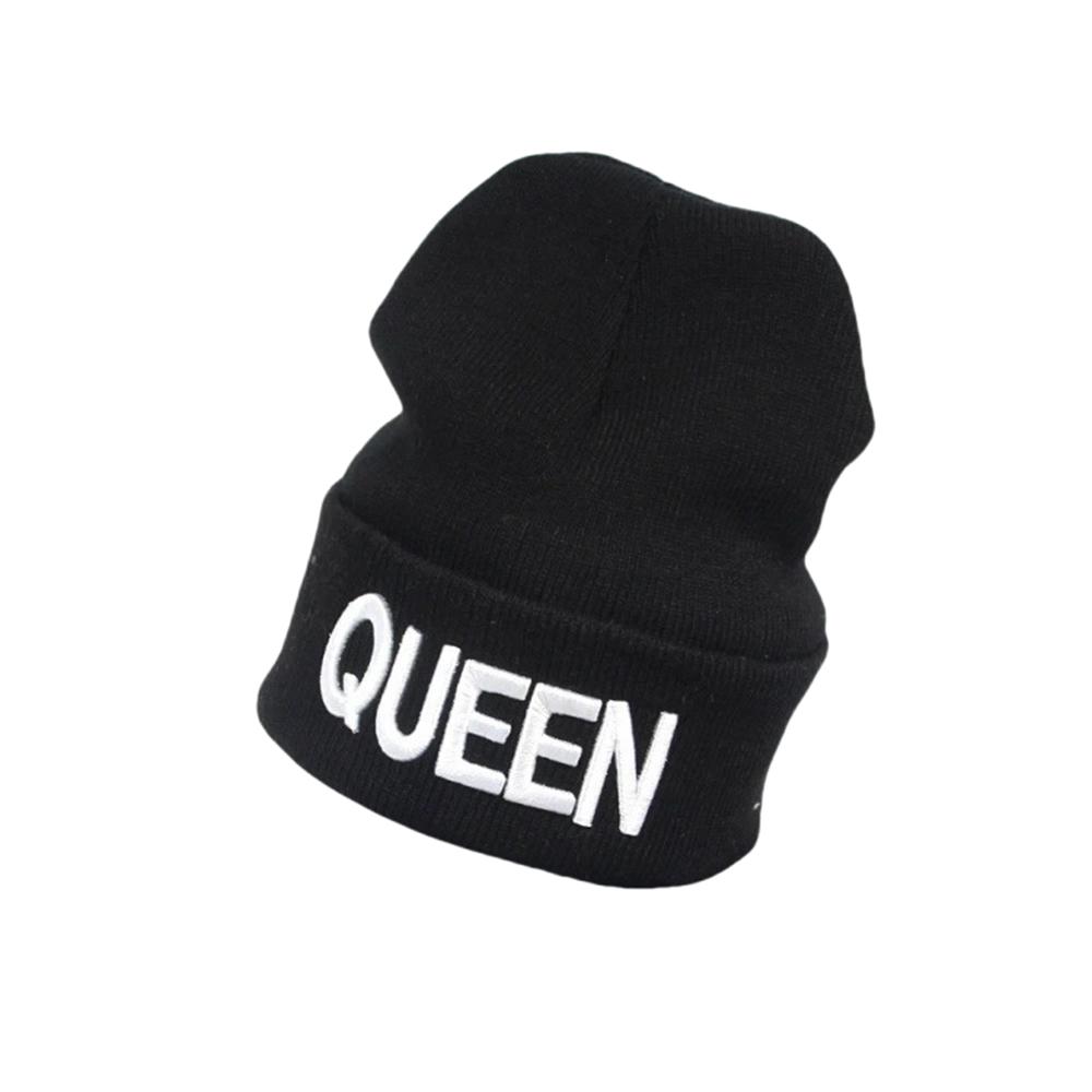 Новый Стиль Шляпа-Бини KING из Эластичного Трикотажа с Вышивкой QUEEN для Мужчин и Женщин, Пар, Осень-Зима, Теплая Шапка-Бини, Шапка-Бини, Шапка-Череп, Кепки