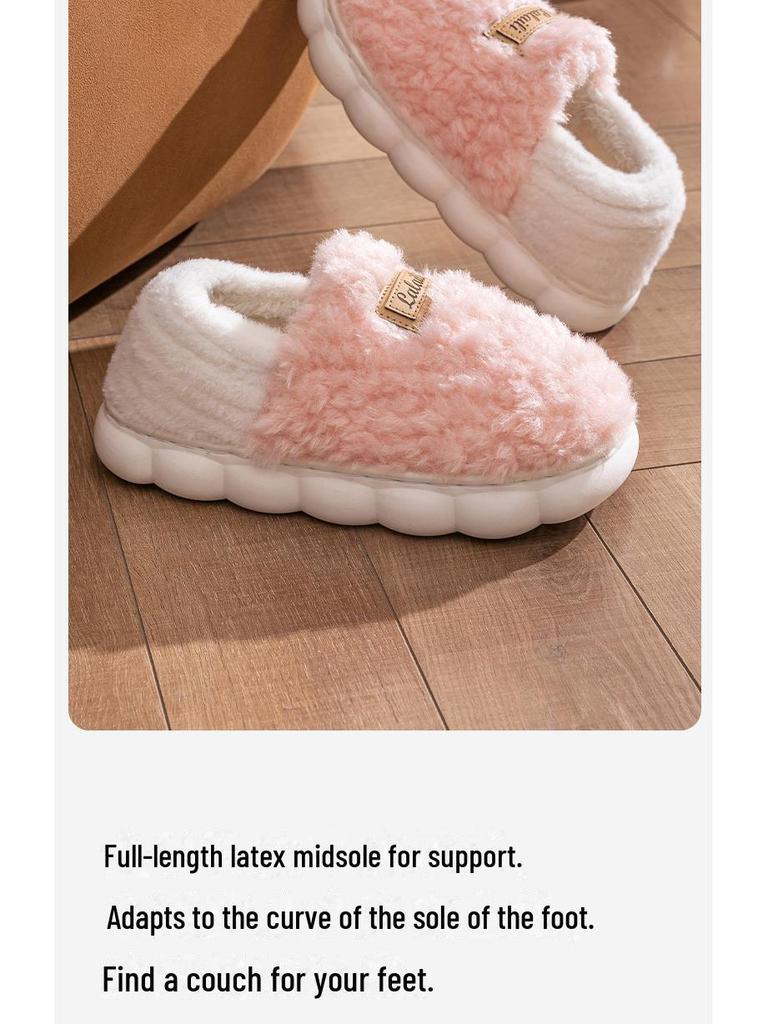 Зима 2024 г. Женские и мужские нескользящие домашние тапочки из плюша и хлопка