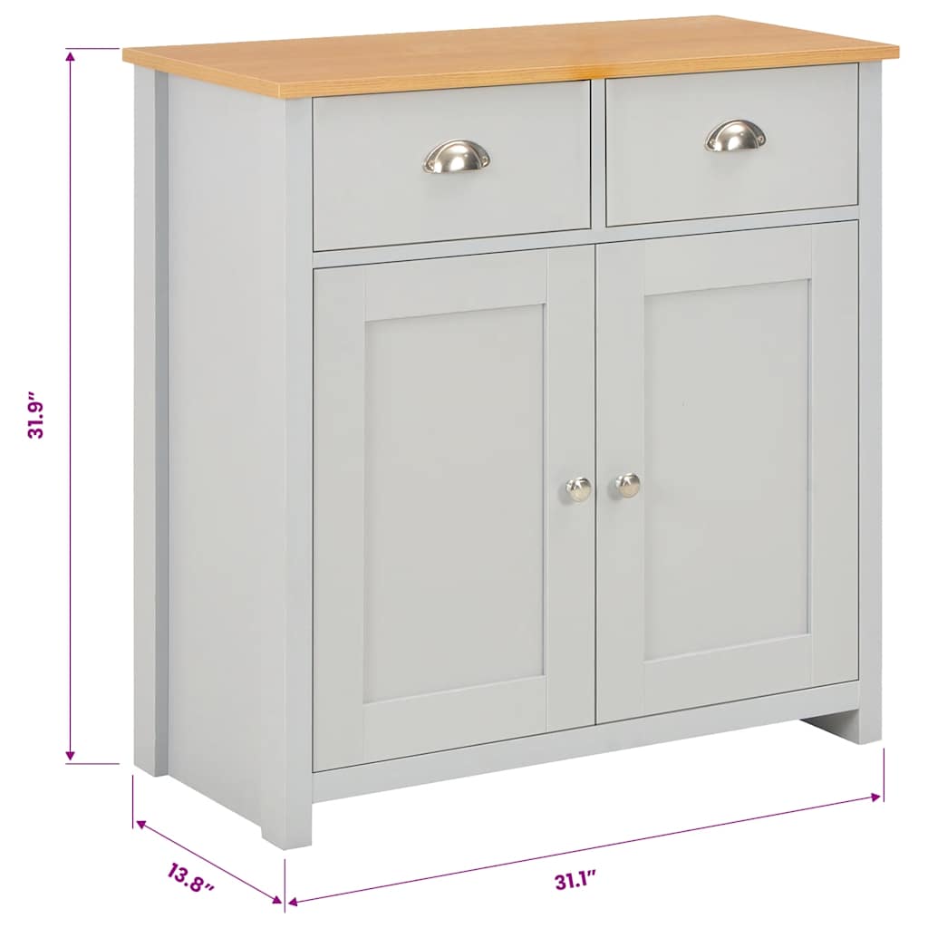 Sideboard Gray vidaXL Sideboard Gray 79 x 35 x 81 cm