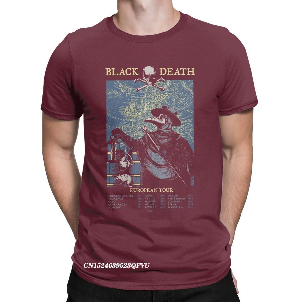 Футболки Plague Doctor для мужчин, европейский тур Black Death, потрясающие хлопковые футболки с круглым воротом, топы Harajuku, футболки с принтом, одежда