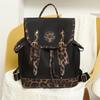 Women's Leopard Print Backpack Oxford Color Contrast Large Capacity Schoolbag Lightweight Shoulder Bag Travel Backpack