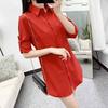 Spring Summer Women Shirt Oversize Elegant Blouses for Women Long Sleeve Red Shirt Mid-length Shir Coat Women Tunic