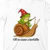 Off To Cause A Kerfuffle Wizard Frog Riding Snail Cartoon Graphic Tee Fantasy Animal Casual Gift for Men's Y2K Cotton T-Shirt