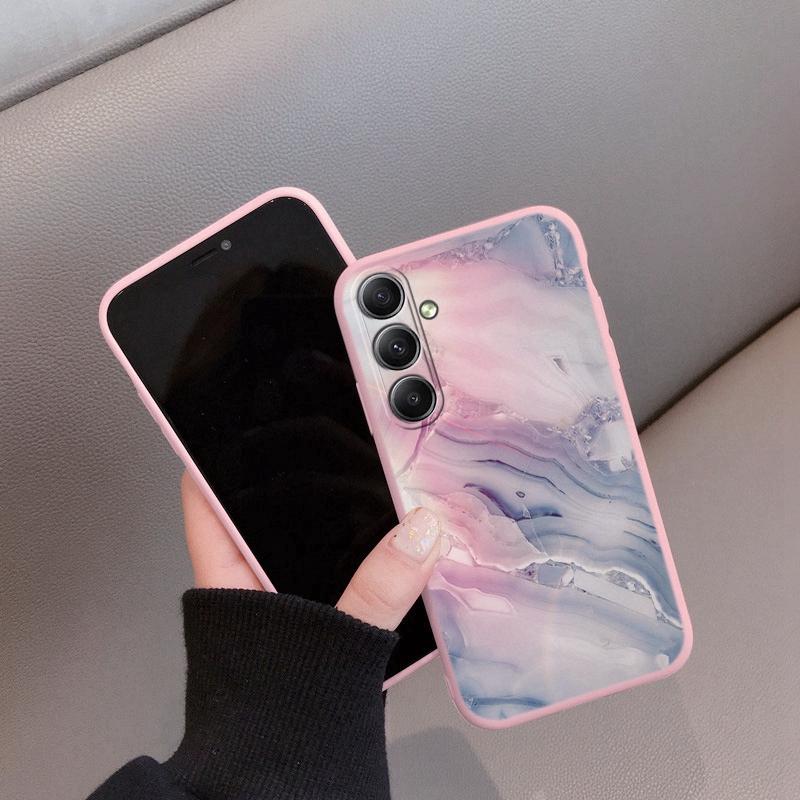 Мраморный узорчатый мягкий силиконовый чехол для Samsung A55 A35 Xiaomi Redmi Note 13 Pro 13C iPhone 15 Huawei Honor Realme Camera защитный противоударный чехол