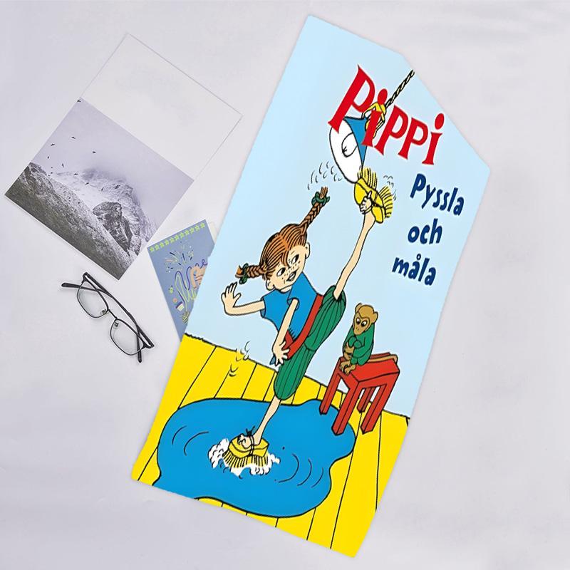1pc Pippi Longstocking2 Beach Towel, Beach and Seaside Swimming Pool Equipment, Fashion Pattern, Rectangular, Travel Essentials