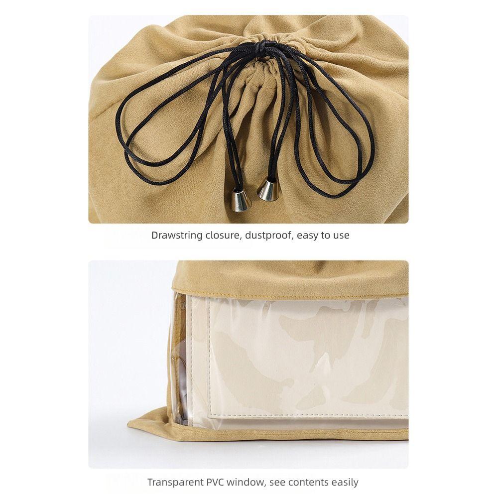 Large Capacity Dustproof Storage Bag Transparent Window Washable Drawstring Bag Clothes Shoe Storage Makeup Pouch