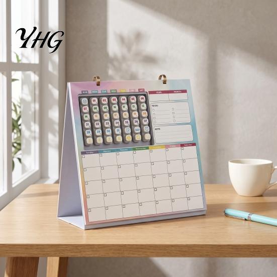 Creative Desk Accessory Reusable Kids Calendar with 42 Magnetic Event Stamps, Undated Monthly Planner Daily Task List for Habits Family Planning,