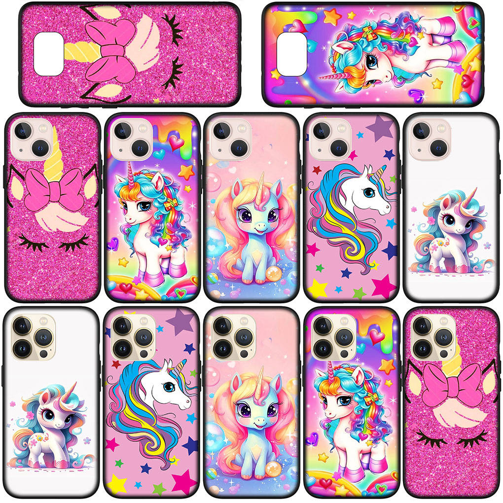Чехол для телефона Samsung Galaxy S24 S23 iPhone 15 14 Xiaomi Redmi Note 13 12 11 8 10 9 Pro Max X XR OPPO A15 Huawei Lovely Unicorn Horse Cover