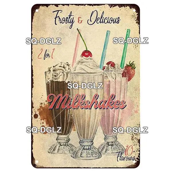 Milchshake Metall Zeichen Vintage Plaque Zinn Zeichen Wand Dekoration Home Decor Bar Zeichen Wohnkultur Eis poster