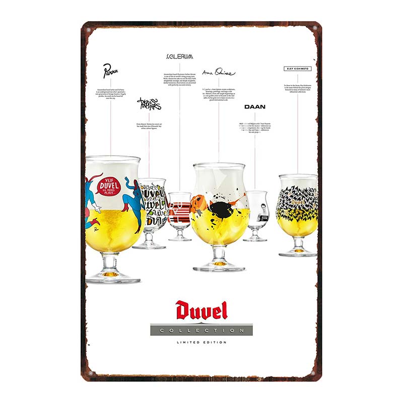 YZFQБельгийское пиво Duvel Жестяные металлические знаки Табличка Винтажный Музыкальный Бар Ресторан Дом Мужская берлога Декор Настенные наклейки DU-7713B