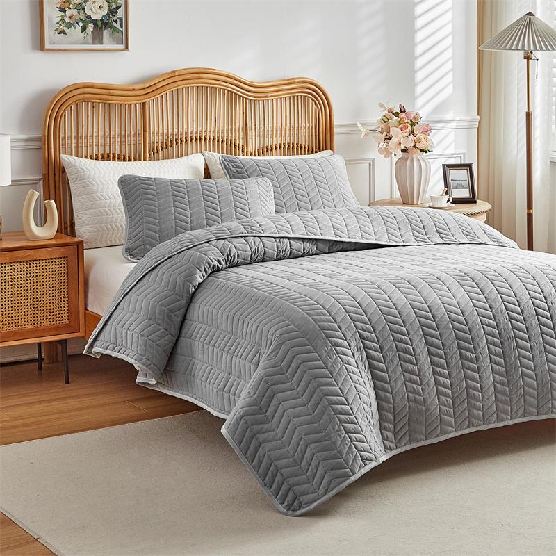 3pcs Set Quilted Bedspread, Solid Color Soft Breathable Bedsheet, 230*230cm+2pcs Pillowcase 51*66cm