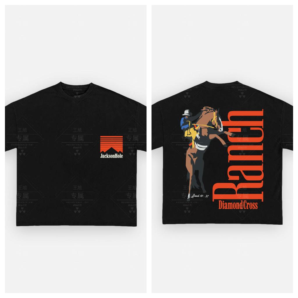 Хлопковая футболка Diamond Cross Ranch Унисекс Мужская Женская Летняя с коротким рукавом Модный топ Повседневная Винтажная мода Ежедневная Винтажная футболка