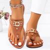 Fashion Women's Metallic Slippers Women's Fashion Leather Toe Solid Color Thong Sandals Casual Comfortable Outdoor Beach Slippers