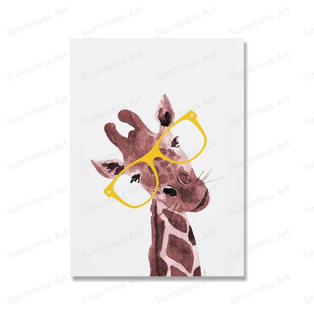 Сафари детеныши животных лев зебра в очках постеры холст картина детская настенная живопись печать детская комната фотографии скандинавский детский декор