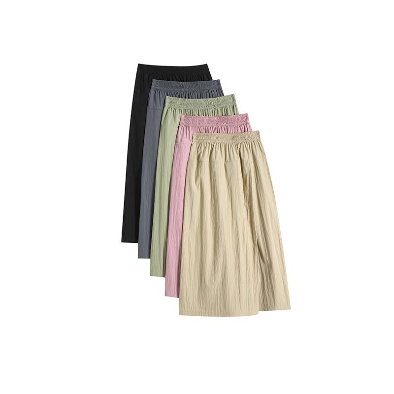 Универсальные брюки с высокой талией, юбка, летние женские повседневные свободные широкие брюки, укороченные брюки, однотонные брюки, юбка