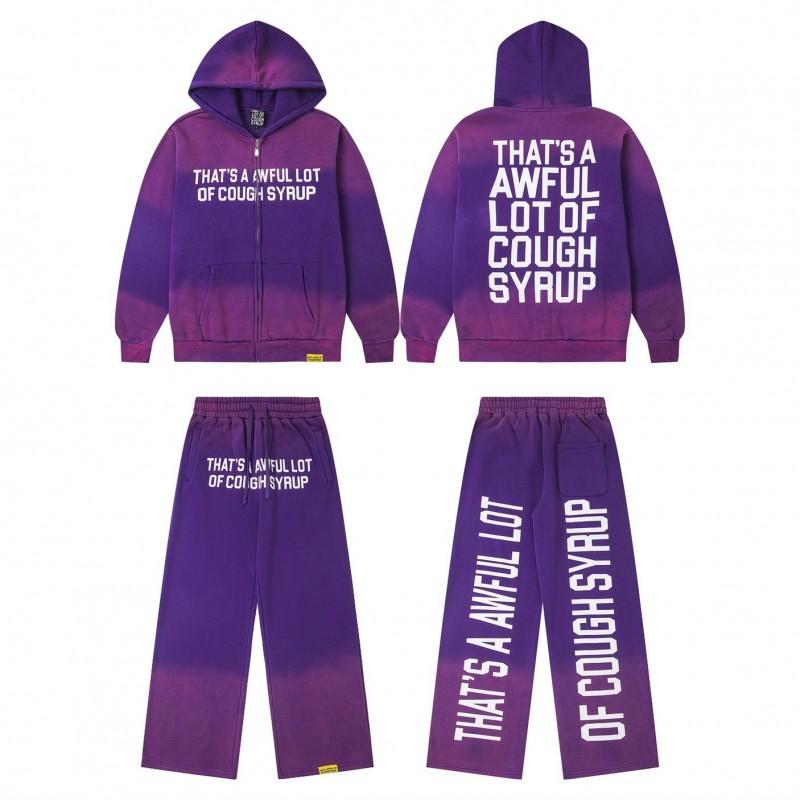Mens Gradient Hoodie Jogger Set With Bold Letter Print Casual Outfit