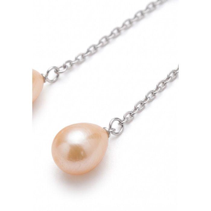 Boucles d'Oreilles - Pearls & Colors - Véritables Perles de Culture - 7-8 mm - Or Blanc 375/1000 - Femme