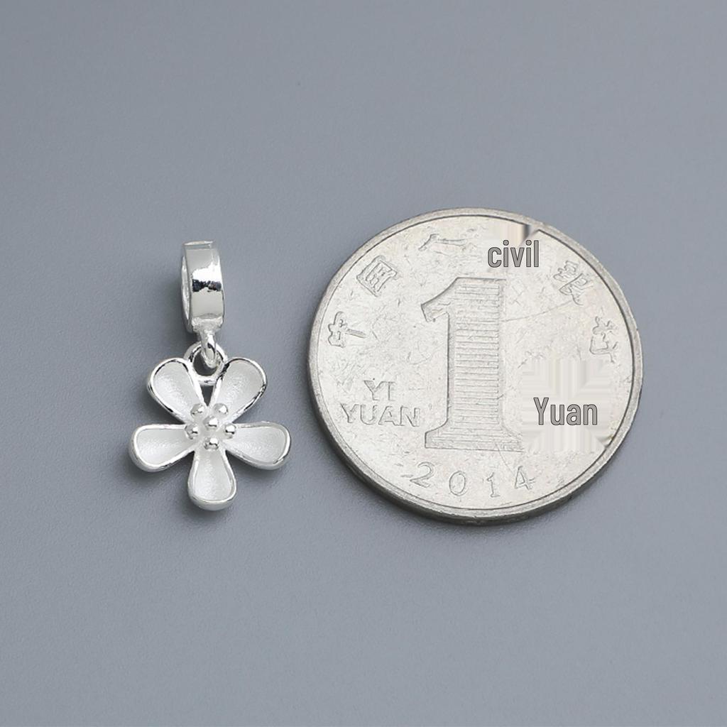Подвеска-цветок из стерлингового серебра 925 пробы для браслета или ожерелья из бисерного шнура DIY