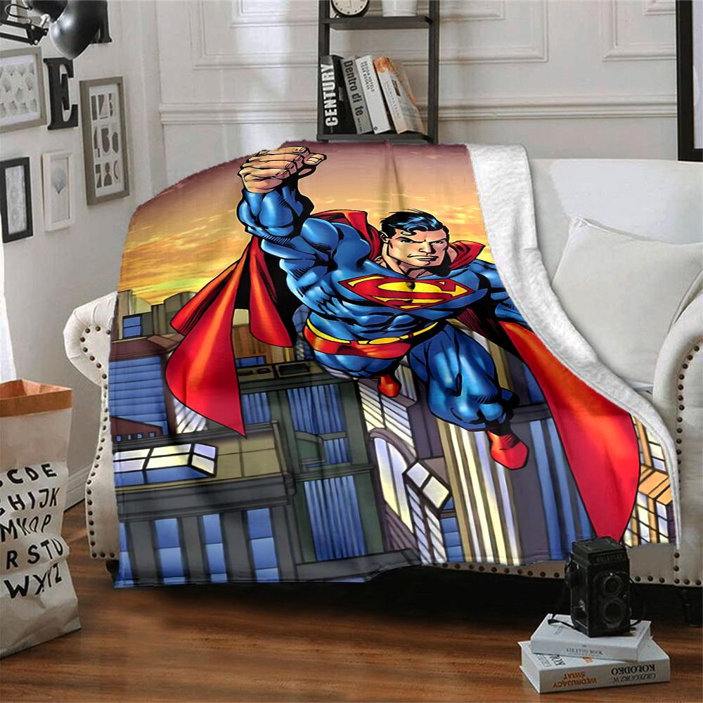 1 шт. Фланелевое одеяло Супермен Мягкое, Теплое и Уютное для Дивана, Кровати, Офиса и Путешествий Универсальный Подарок на Любой Сезон, Рождественский подарок