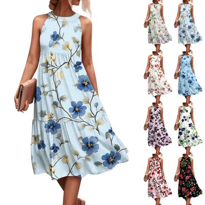 Женские летние платья без рукавов с принтом ко Дню святого Валентина, свободные, повседневные, с висячим вырезом, пляжные платья