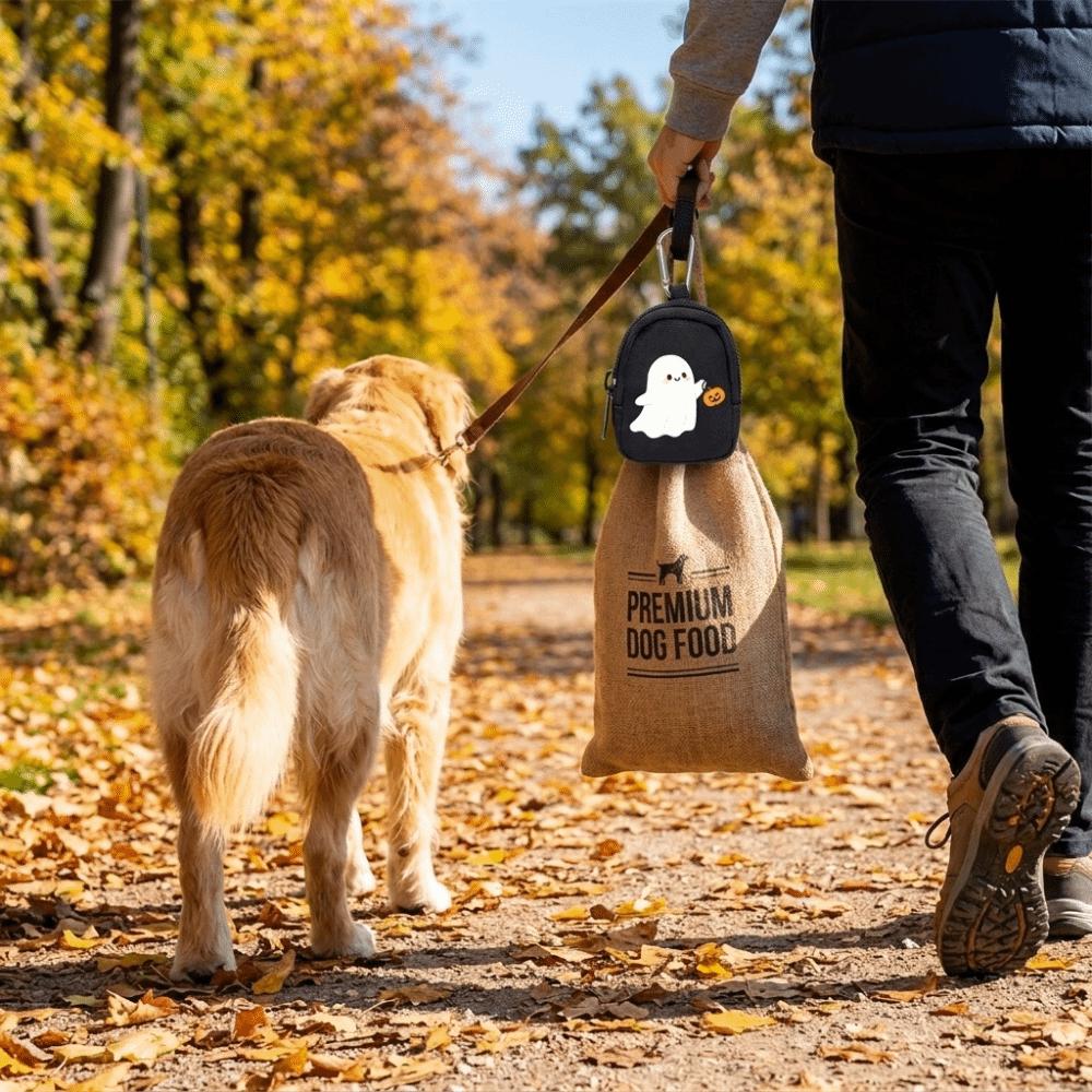 Zippered Dog Training Treat Bag Spill-Proof Pet Treat Pouch Halloween Dog Snack Pack Hiking