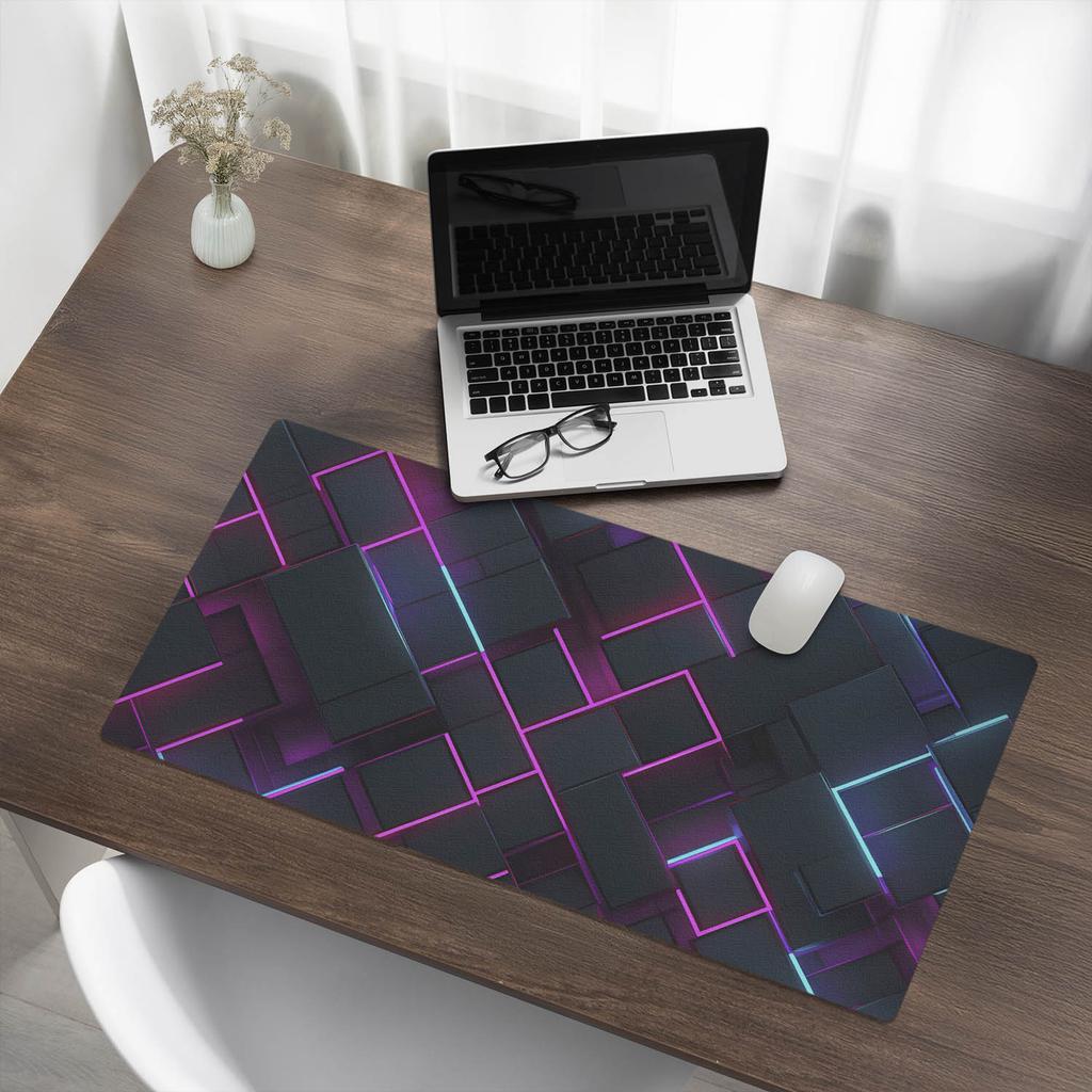 Neon Rectangles Desk Pad for Graphic Designers and Designers 90x45 cm