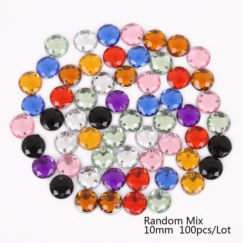 8/10/12mm Sewing Flatback Rhinestones Round Acrylic Beads Sew On Strass Crystal Stones For DIY Craft Scrapbook Decoration