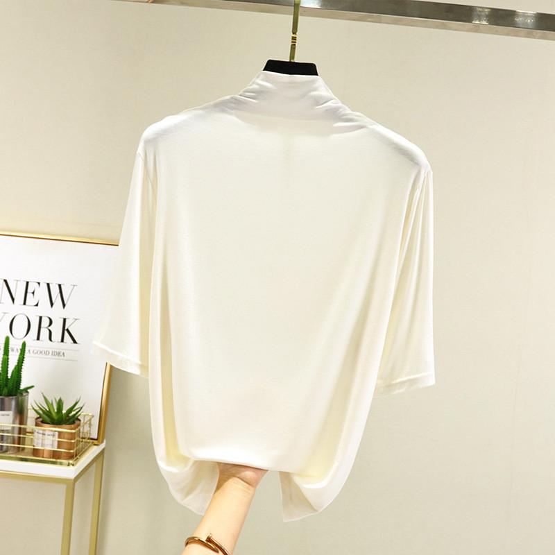 Modal Half High Neck T Shirt For Women With Soft Knit Fabric And Casual Style