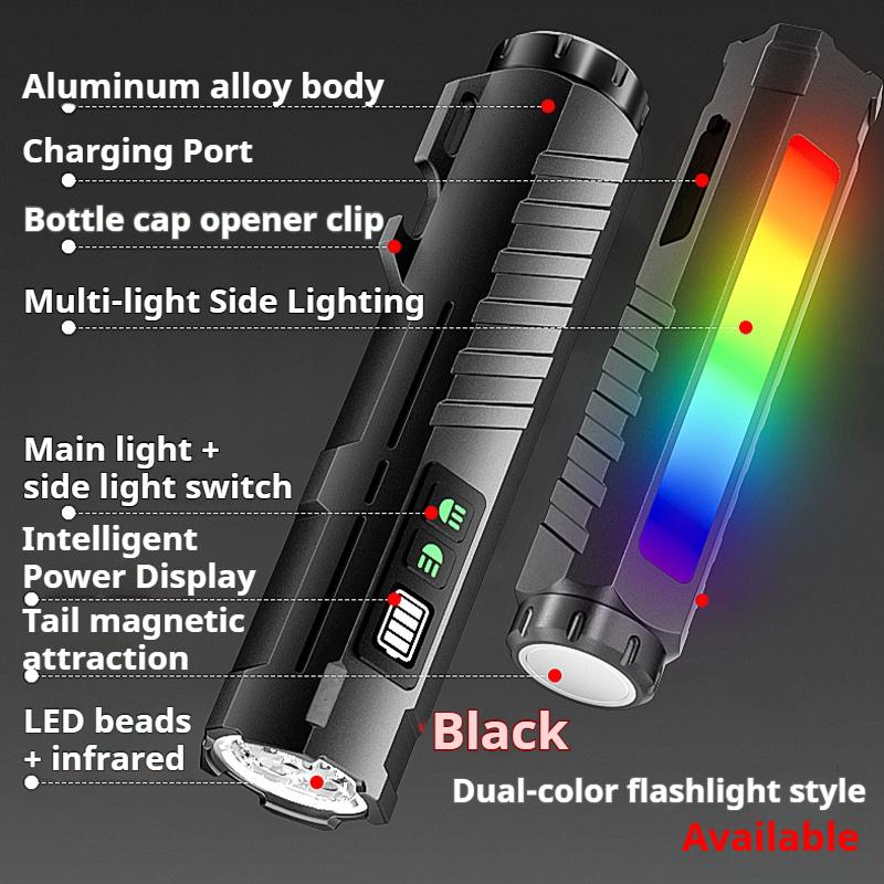 Магнитный Перезаряжаемый Портативный Рабочий Фонарь с Индикатором Батареи, Корпус из Алюминиевого Сплава с Двойным Источником Света, Кемпинг, Морозостойкий