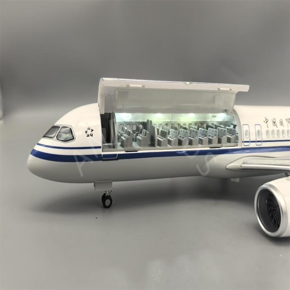 Масштаб 47 см Самолет Авиакомпания Air China C919 Модель Свет Шасси Литой Смола Самолет Для Светодиодной Коллекции Подарок на Хэллоуин