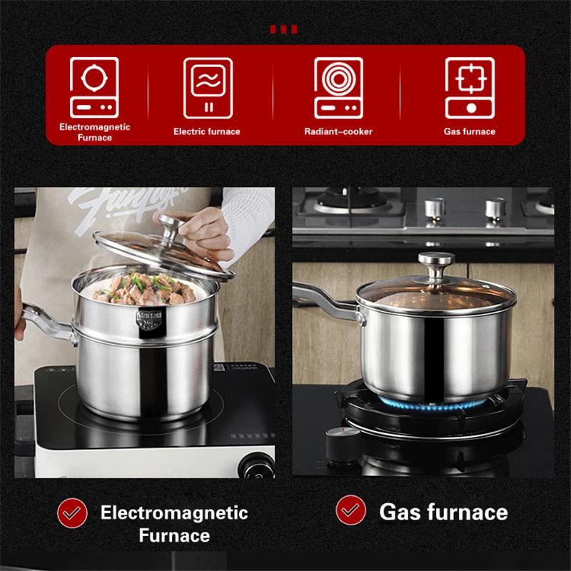 304 stainless steel cooking milk pot household office worker student cooking hot milk steaming pot induction cooker gas stove