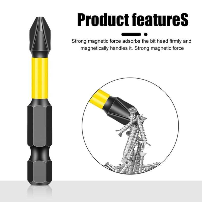 Магнитная крестовая бита Отверточная бита с шестигранным хвостовиком высокой твердости Сталь Нескользящая Насадка для отвертки Ручной инструмент
