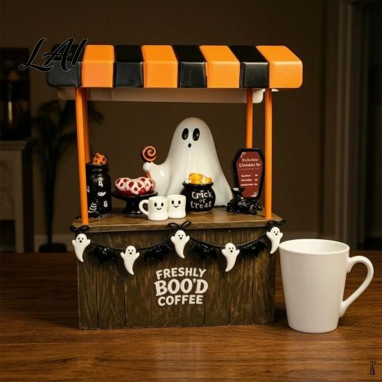 Resin Collectibles for Festival Halloween Ghost Figurine Spooky Cart Statue Ornaments Home Garden Decor Table Centerpiece Festive Party Decoration