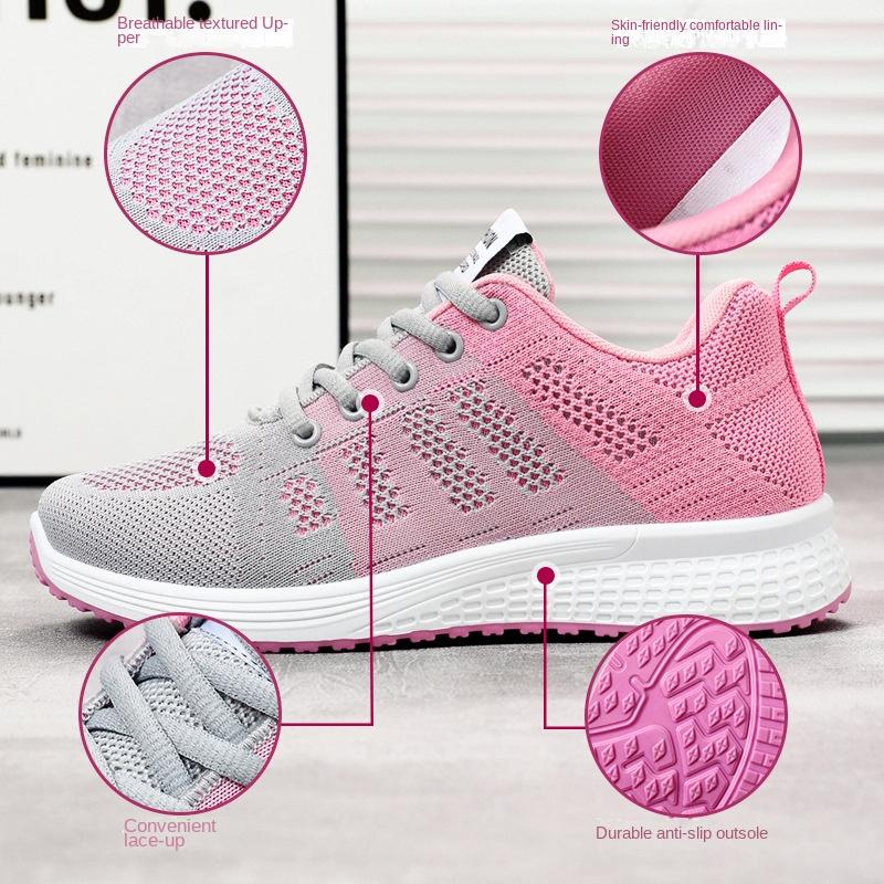 Shoes Women's Spring Single Shoe Casual Student Breathable Comfortable Flying Woven Sneakers
