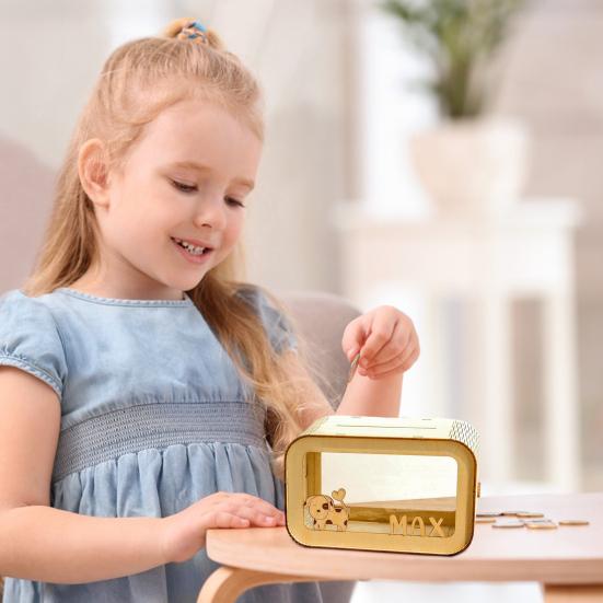 Прозрачная деревянная копилка большой емкости, копилка для монет, контейнер для денег, для детей и взрослых, сделай сам, мультяшный футляр для хранения, банка для украшения