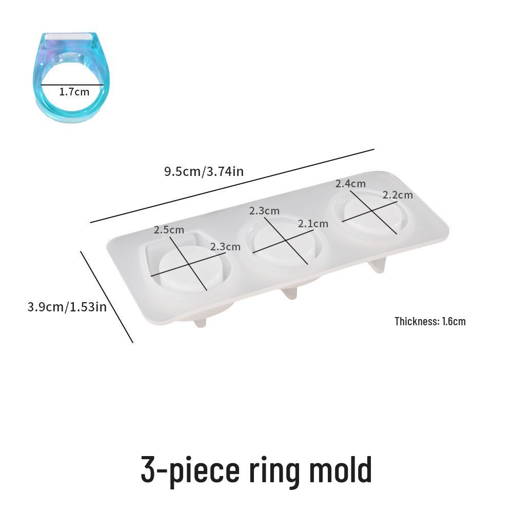 Трехсоставный набор колец из эпоксидной смолы с кристаллами и имитацией жадеита