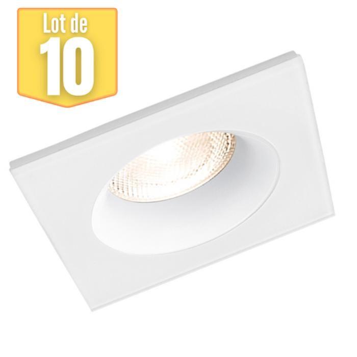Lot de 10 supports de spots encastrables carré blanc IP54