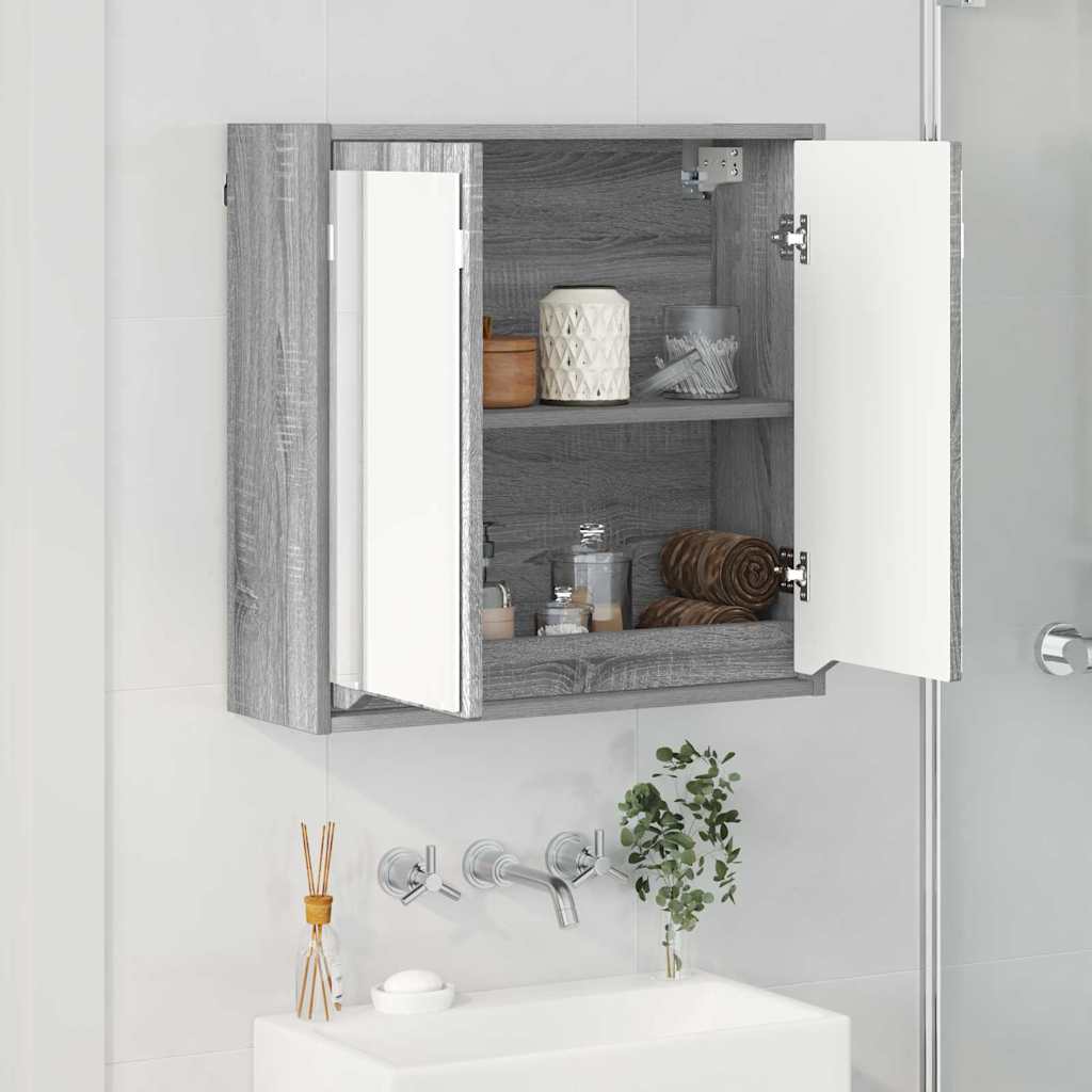 Bathroom Mirror Cabinet with Door Grey Sonoma 60 x 20 x 60 cm