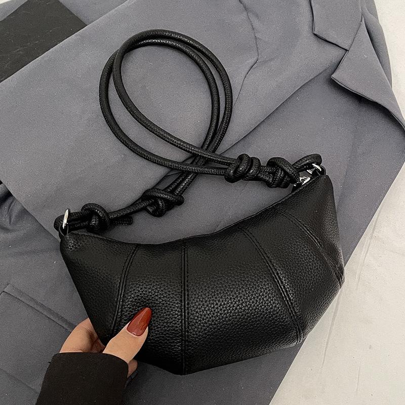 Spring and summer trend niche design simple croissant temperament versatile high-grade texture lychee pattern shoulder crossbody women's bag