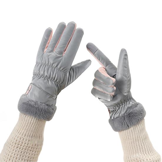 1 пара женских велосипедных перчаток Водонепроницаемые Ветрозащитные Перчатки с сенсорным экраном и флисовой подкладкой Зимние для улицы в холодную погоду